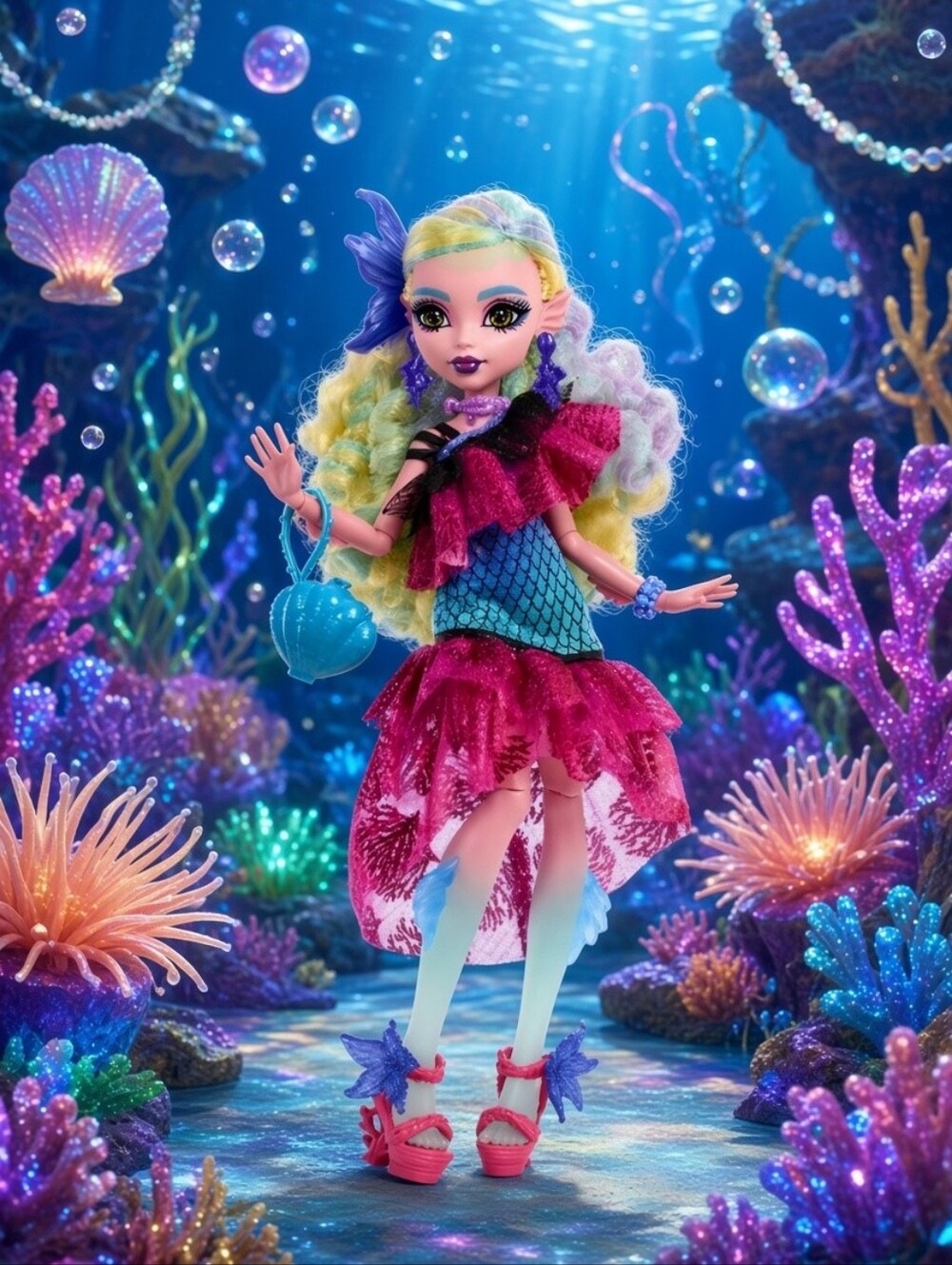 🍿●Monster High Lagoona Blue Doll in Monster Ball Party Dress